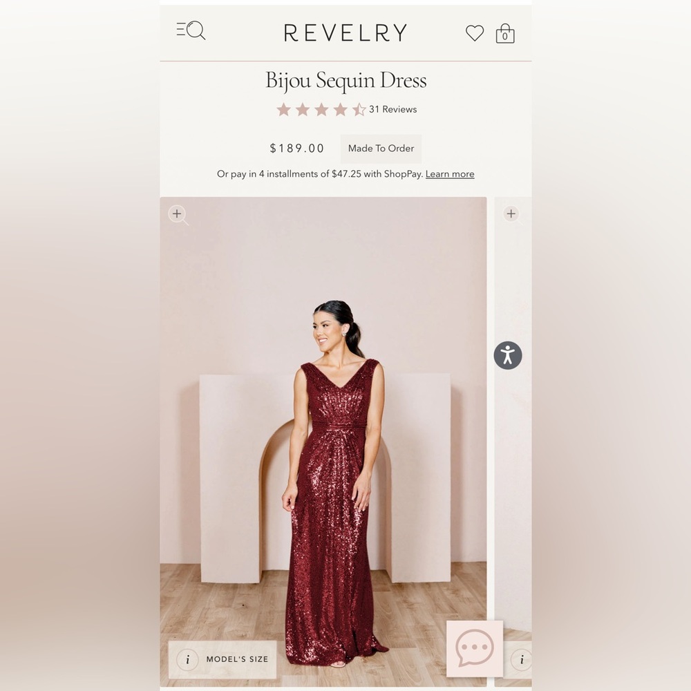 Revelry Bijou Bridesmaid Sequin Dress Burgundy